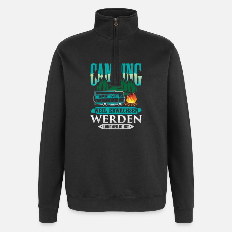 Camper Camping Caravan Saying - Quarter-Zip Sweatshirt - black
