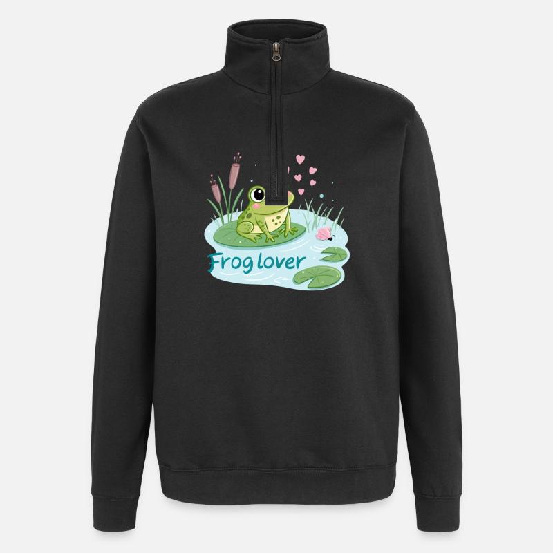 Grenouille Gourmande Amour - Sweat à zip 1/4 - noir