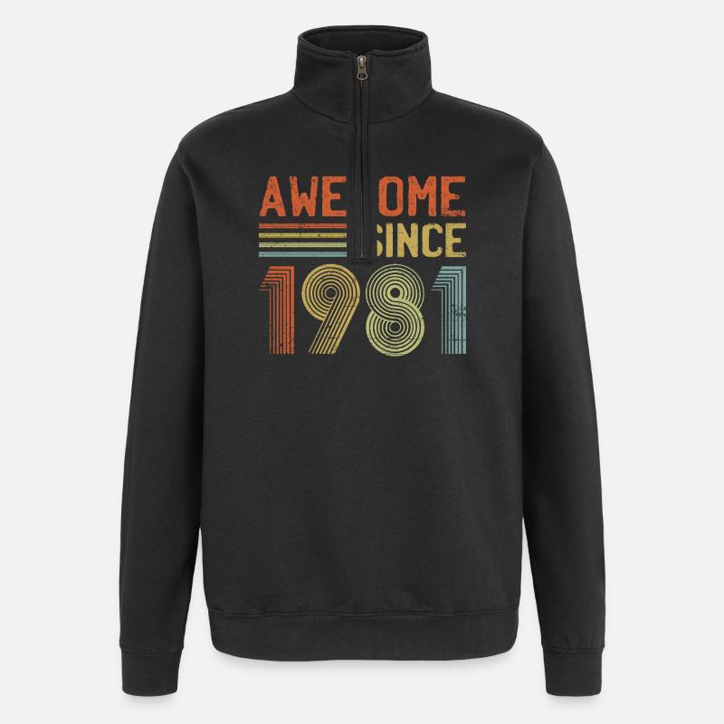 Retro 1981 Typografie Design - Quarter-Zip-Sweatshirt - Schwarz