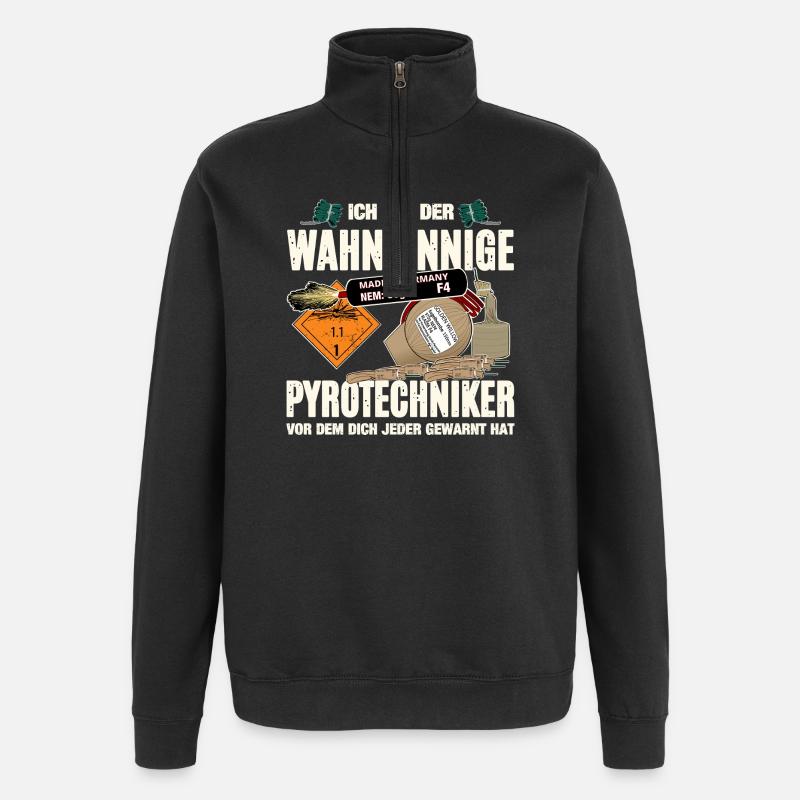 Wahnsinniger Pyrotechniker Motiv - Quarter-Zip-Sweatshirt - Schwarz