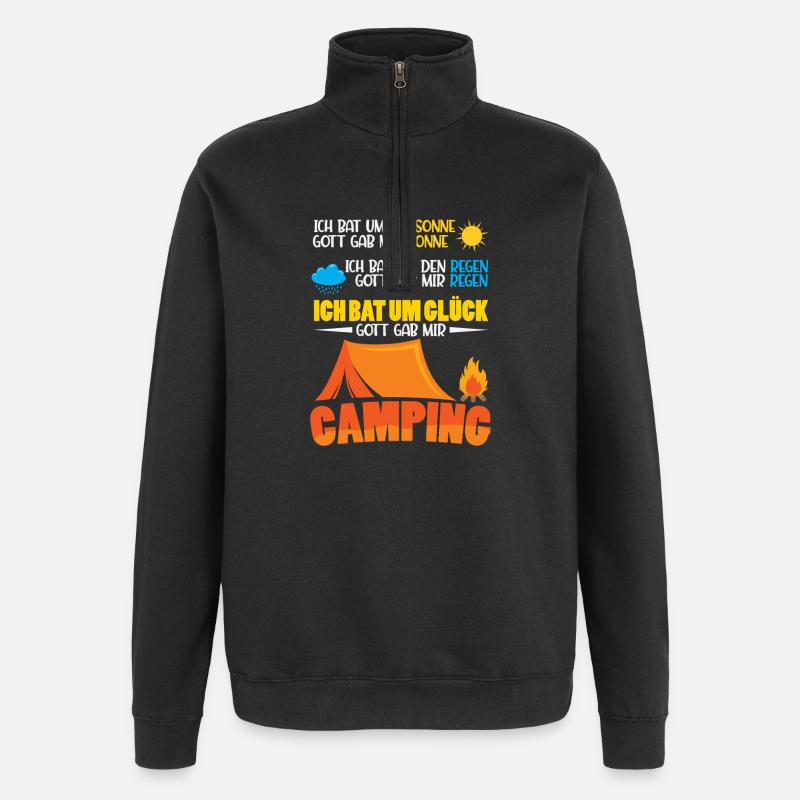 Camper Camping Caravane Dicton - Sweat à zip 1/4 - noir