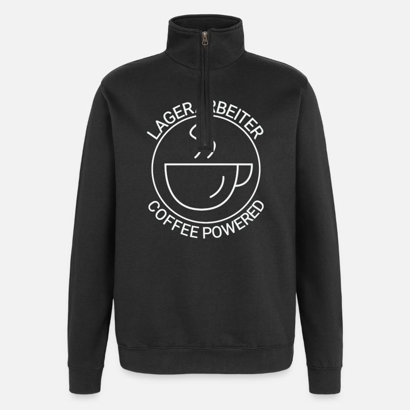 Lagerarbeiter Coffee Powered - Quarter-Zip-Sweatshirt - Schwarz