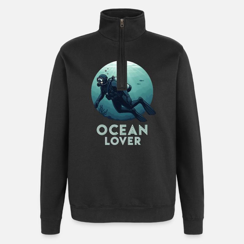 Ocean Lover Diver - Quarter-Zip Sweatshirt - black