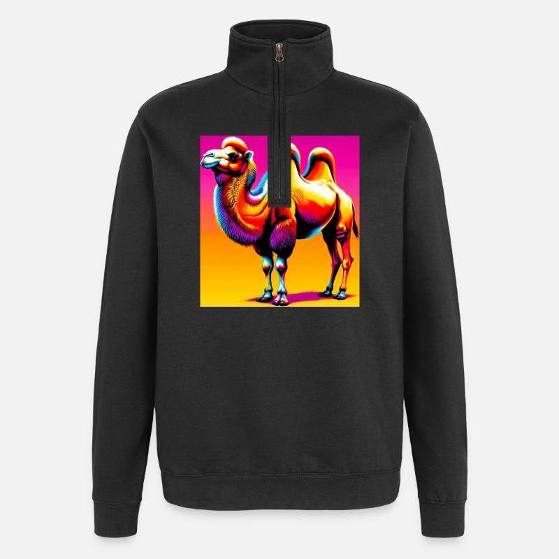 Kamel - Quarter-Zip-Sweatshirt - Schwarz