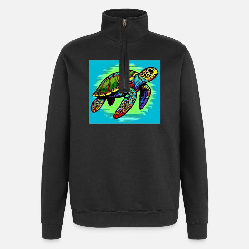 tortue - Sweat à zip 1/4 - noir
