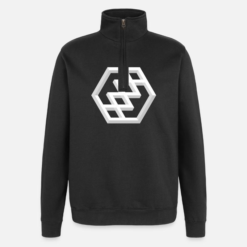Abstract Geometric Pattern - Quarter-Zip Sweatshirt - black