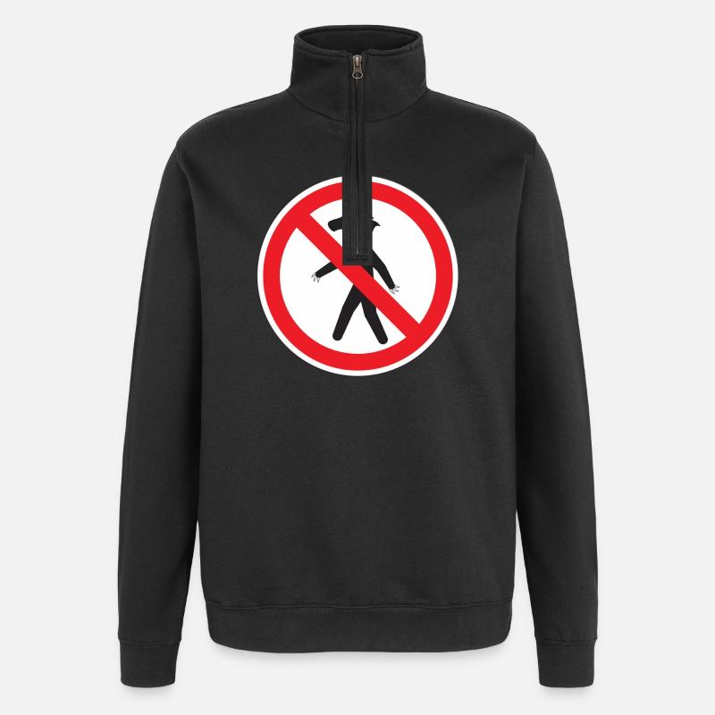 Panneau Interdiction Loup-Garou – Signalisation Hu - Sweat à zip 1/4 - noir
