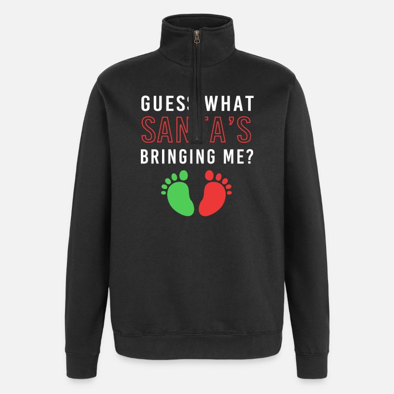 Futur papa, futurs pères, Noël - Sweat à zip 1/4 - noir