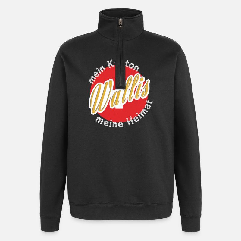 Meine Heimat Wallis Geschenk - Quarter-Zip-Sweatshirt - Schwarz