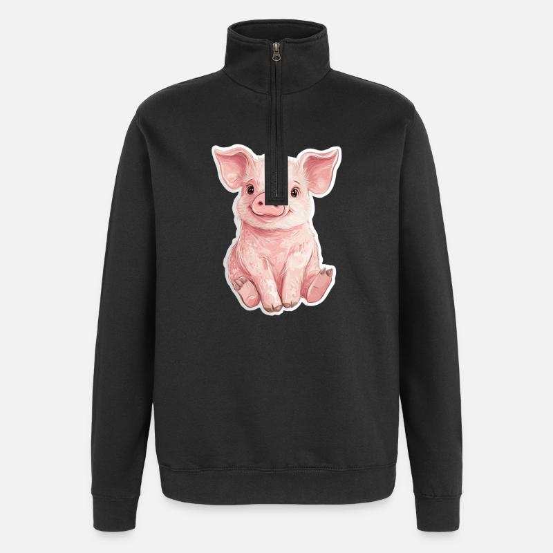 Schwein Ferkel - Quarter-Zip-Sweatshirt - Schwarz