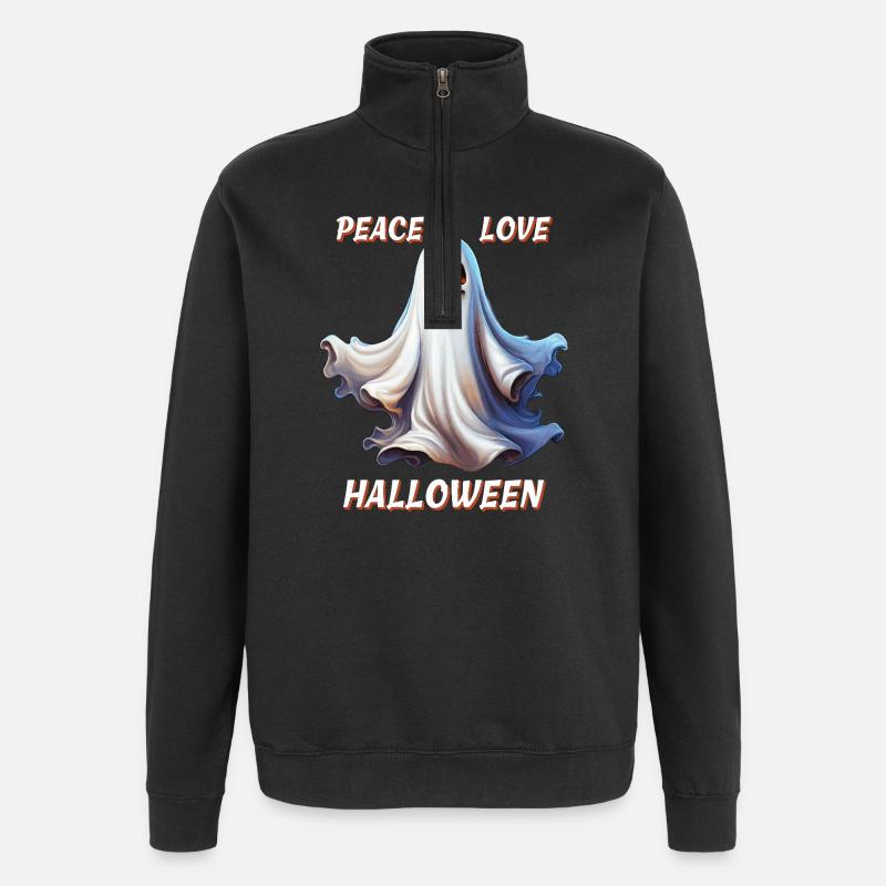 GHOST PEACE LOVE HALLOWEEN - Quarter-Zip Sweatshirt - black