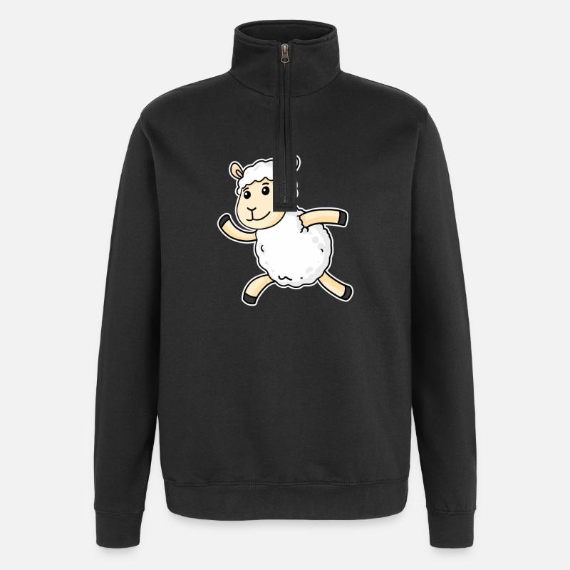 Moutons drôles qui courent - Sweat à zip 1/4 - noir