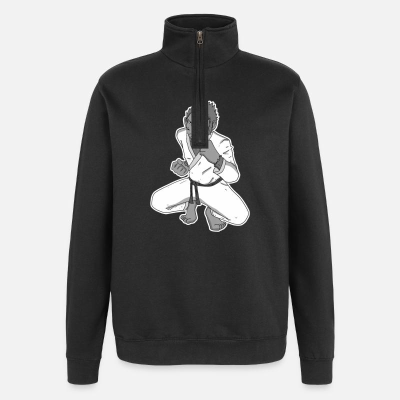 Strong monkey doing karate - Quarter-Zip Sweatshirt - black