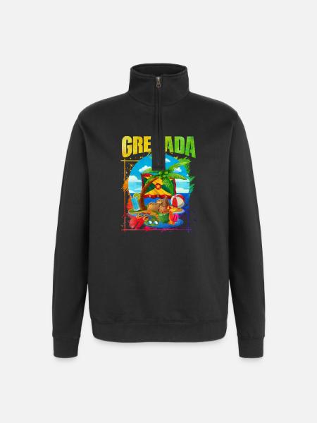 Tropischer Strand mit Grenada-Motiv - Quarter-Zip-Sweatshirt - Schwarz
