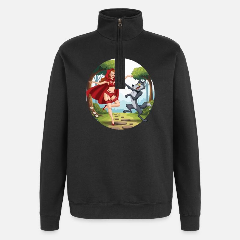 Roodkapje_danst_met_wolf - Sweat à zip 1/4 - noir
