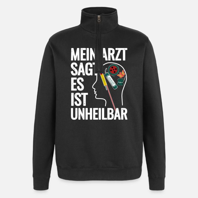 Feu d’artifice dans la tête - Sweat à zip 1/4 - noir