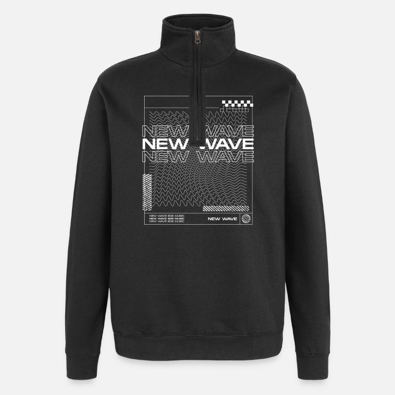 Musique New Wave Line Design abstrait - Sweat à zip 1/4 - noir