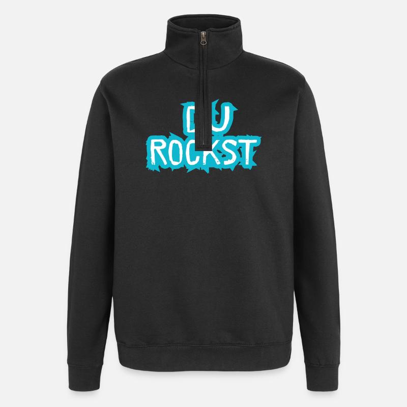 Idée cadeau Du Rockst Design - Sweat à zip 1/4 - noir