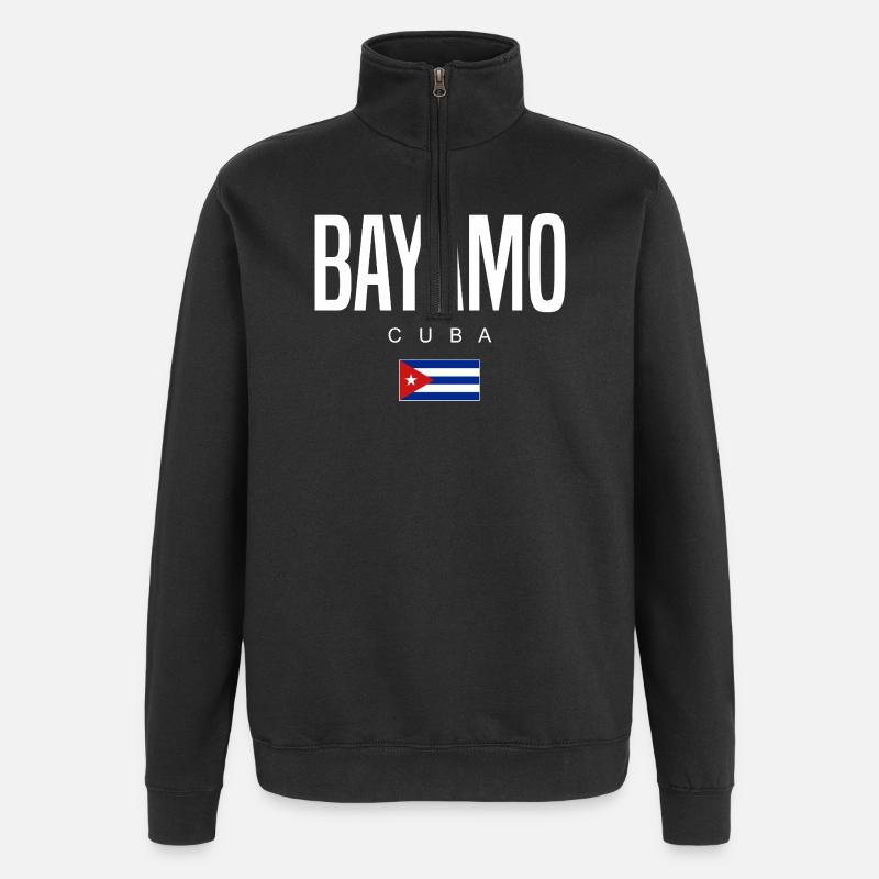 Bayamo Cuba Cubains - Sweat à zip 1/4 - noir