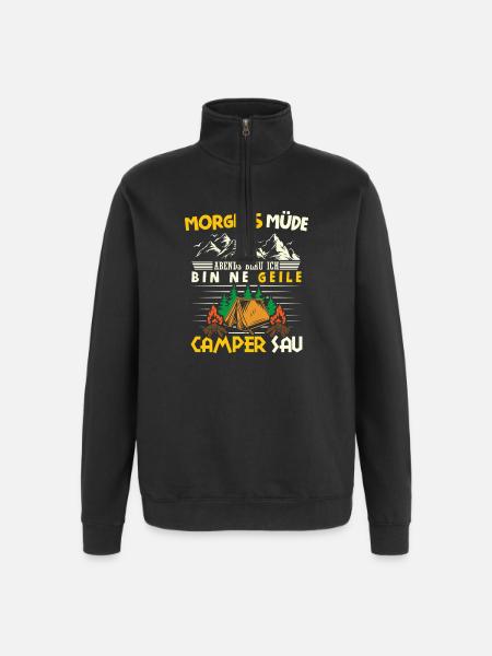 Camper Camping Caravan Saying - Quarter-Zip Sweatshirt - black