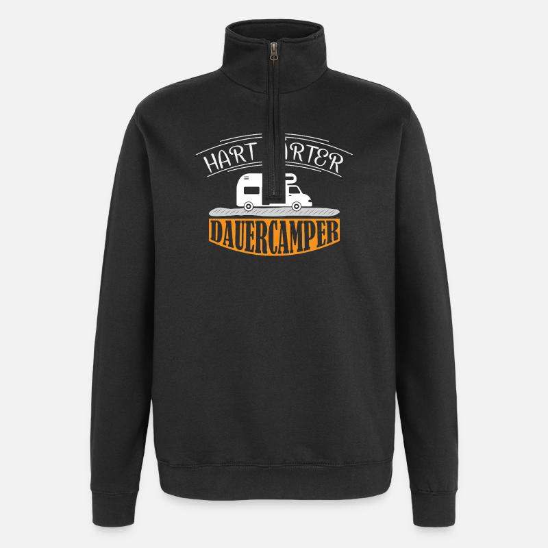 Camper Camping Wohnwagen Spruch - Quarter-Zip-Sweatshirt - Schwarz