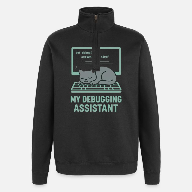 My Debugging Assistant Cat - Quarter-Zip Sweatshirt - black