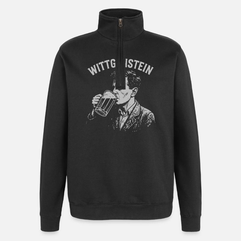Whittgenstein Bier Trinken Illustration - Quarter-Zip-Sweatshirt - Schwarz