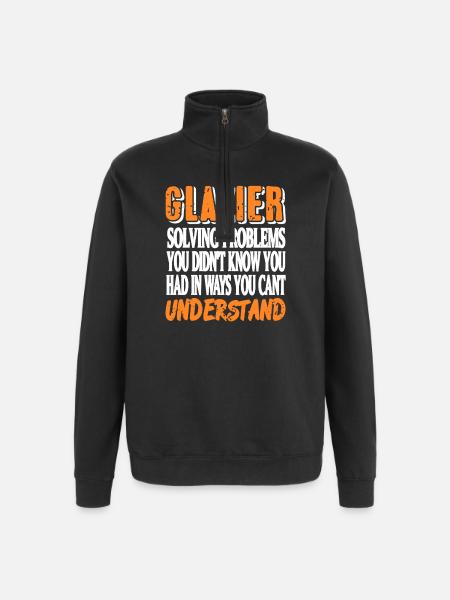 Glazier Nutritional Facts Parody Work Skill Humor - Quarter-Zip Sweatshirt - black