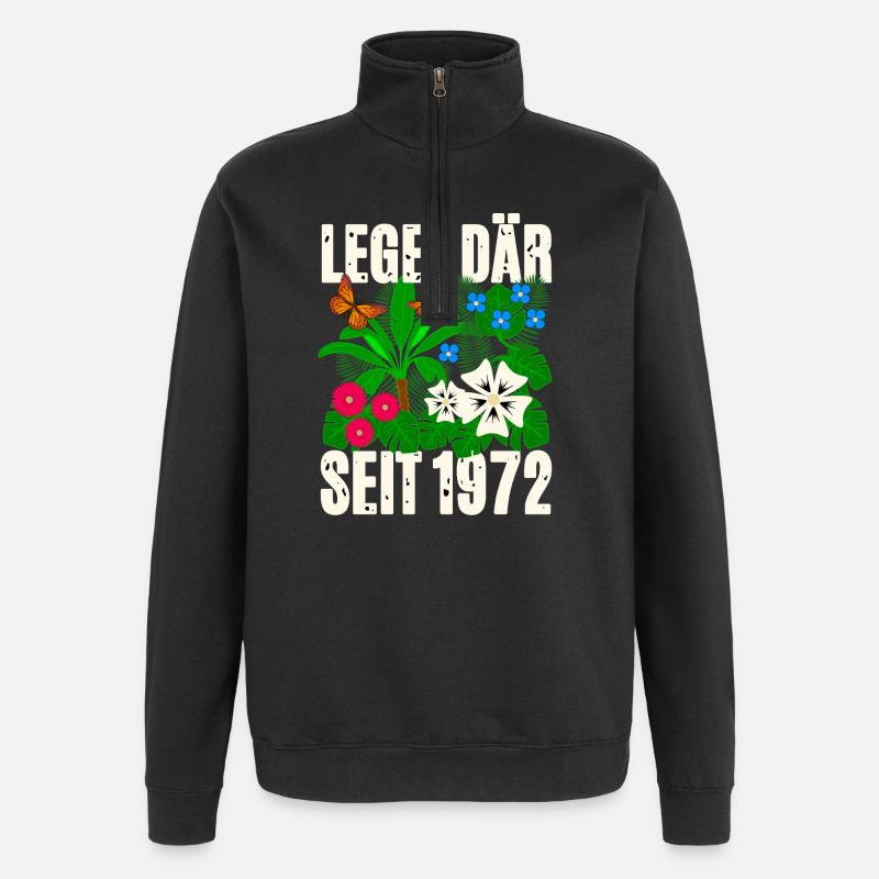 Legendär Seit 1972 Blumen - Quarter-Zip-Sweatshirt - Schwarz