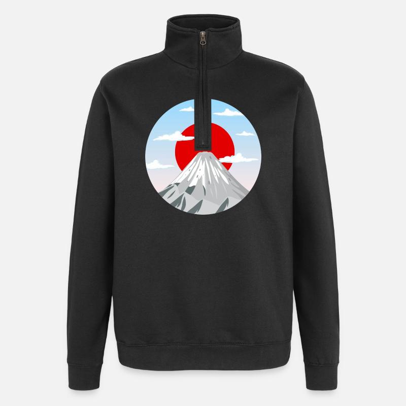 Mount Fuji Art Graphic - Quarter-Zip Sweatshirt - black