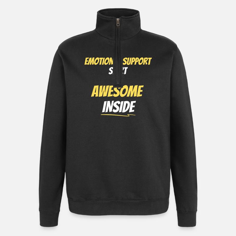 Emotional Support Awesome Inside - Quarter-Zip Sweatshirt - black