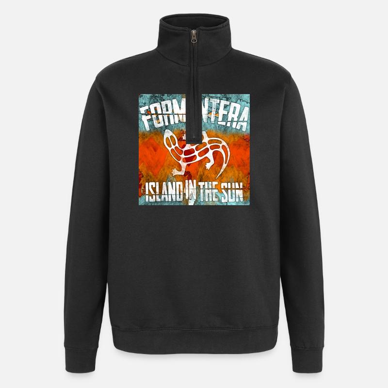 Formentera mit Gecko - Quarter-Zip-Sweatshirt - Schwarz