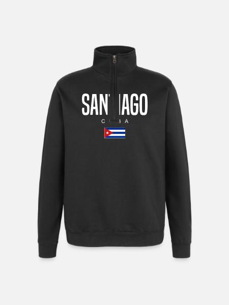 Santiago Cuba Cubans - Quarter-Zip Sweatshirt - black