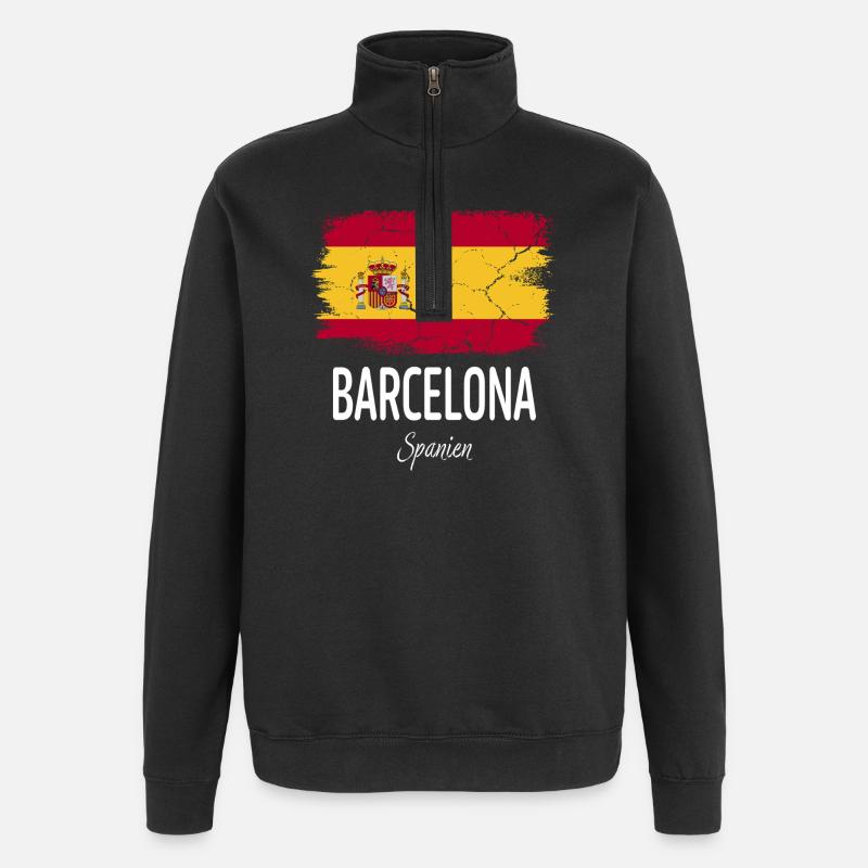 Barcelone - Sweat à zip 1/4 - noir