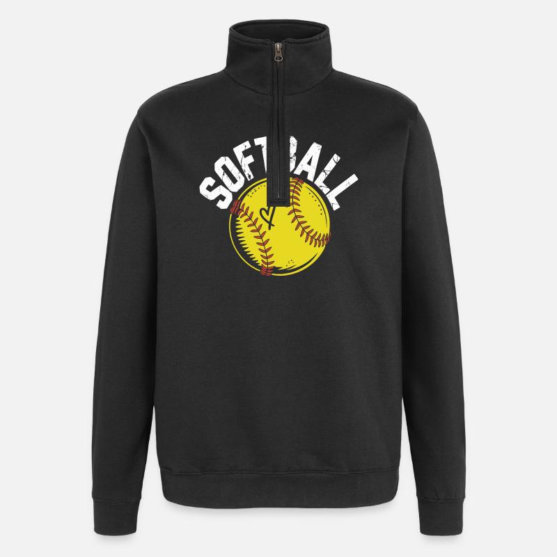 Illustration de softball avec un cœur - Sweat à zip 1/4 - noir