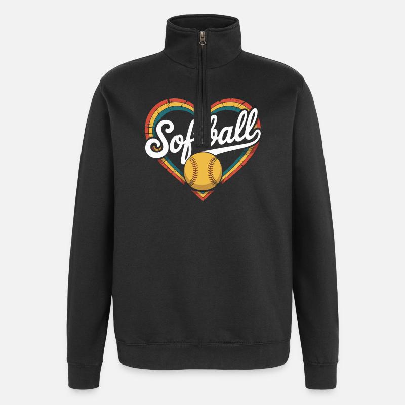 Softball du cœur - Sweat à zip 1/4 - noir