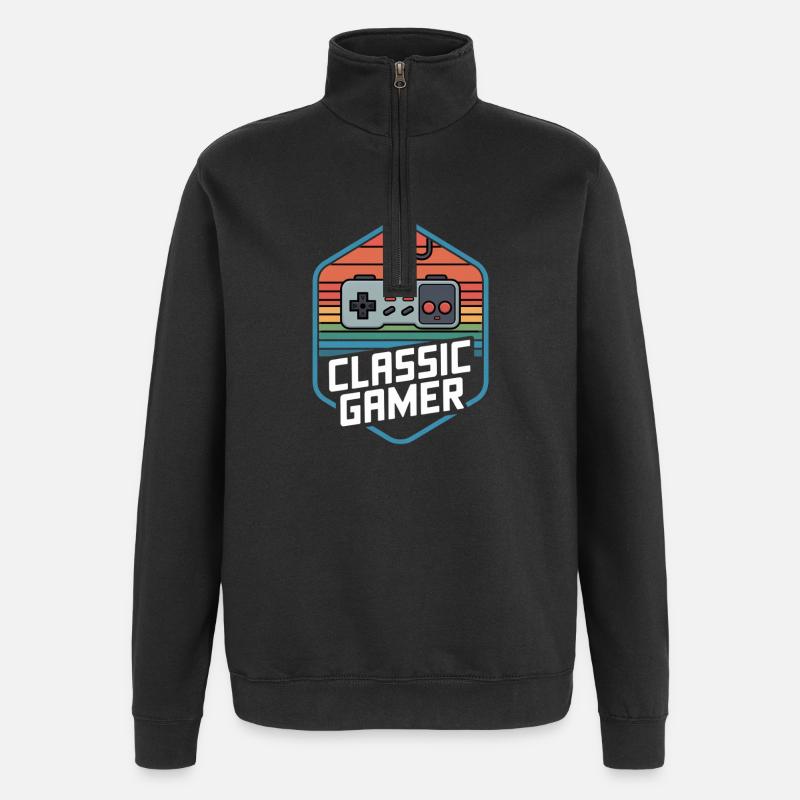 Manette rétro Classic Gamer Nostalgia - Sweat à zip 1/4 - noir