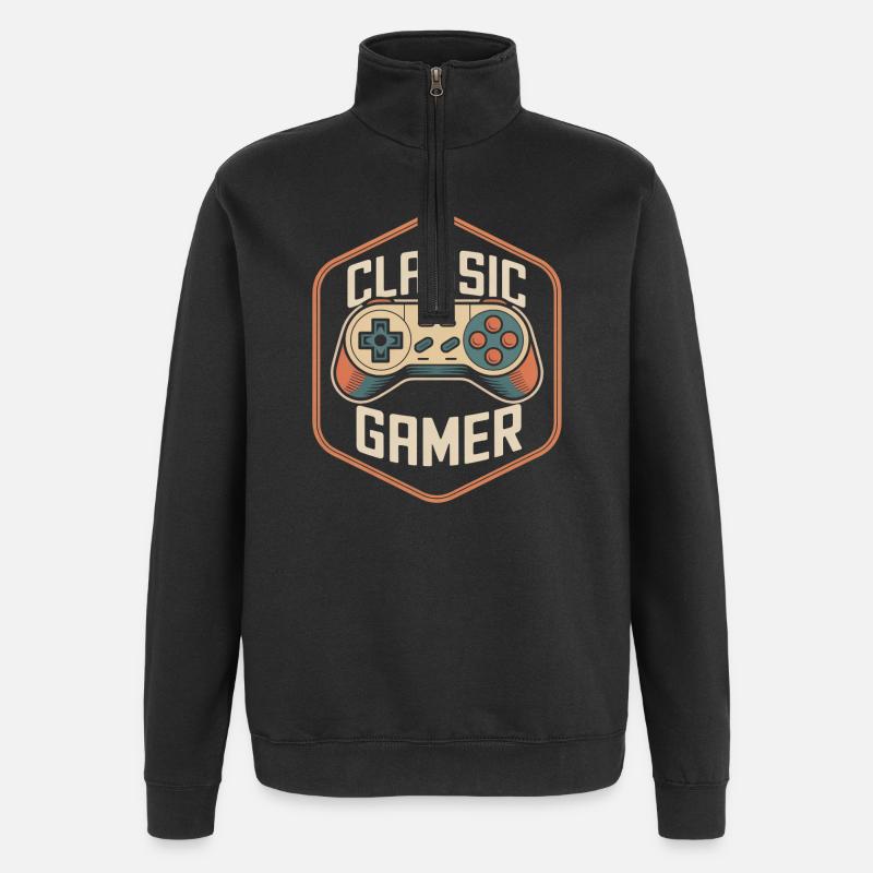 Manette rétro Classic Gamer Nostalgia - Sweat à zip 1/4 - noir