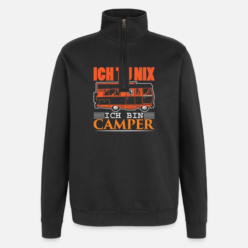 Camper Camping Wohnwagen Spruch - Quarter-Zip-Sweatshirt - Schwarz