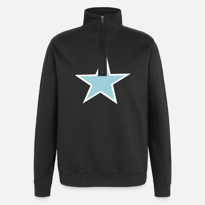 Helle blaue Sternenkunst - Quarter-Zip-Sweatshirt - Schwarz