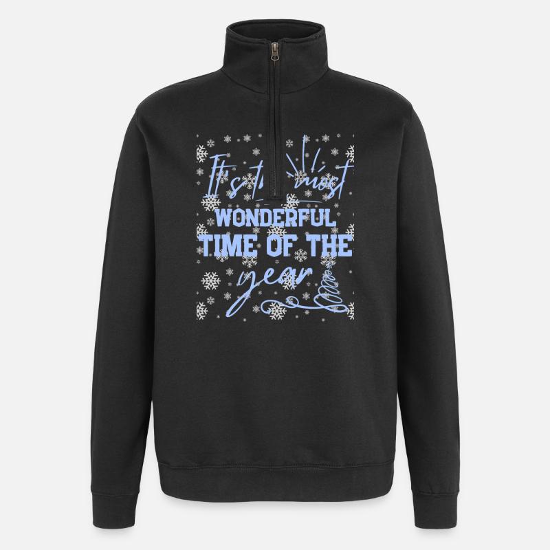 Citation de Noël Vacances d’hiver - Sweat à zip 1/4 - noir