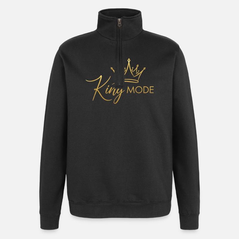 Couronne Royale Élégante - Sweat à zip 1/4 - noir