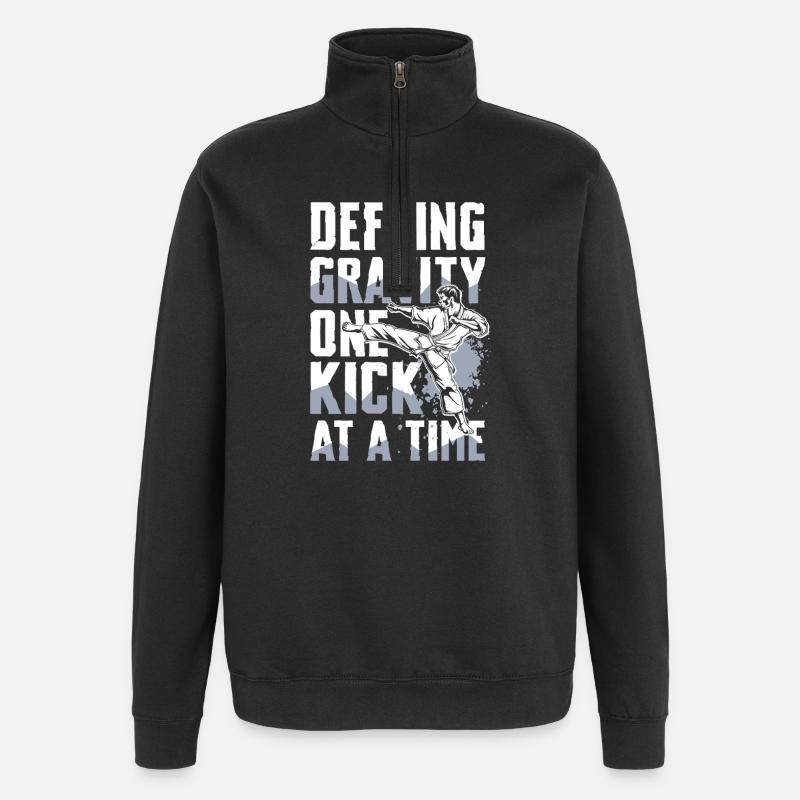 Unleash gravity with every kick - Quarter-Zip Sweatshirt - black