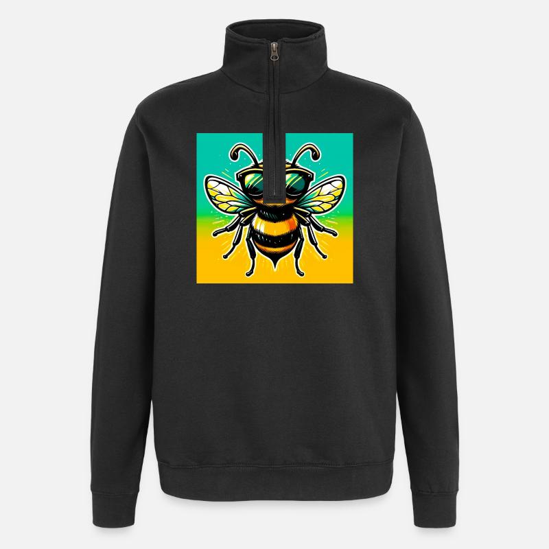 abeille - Sweat à zip 1/4 - noir