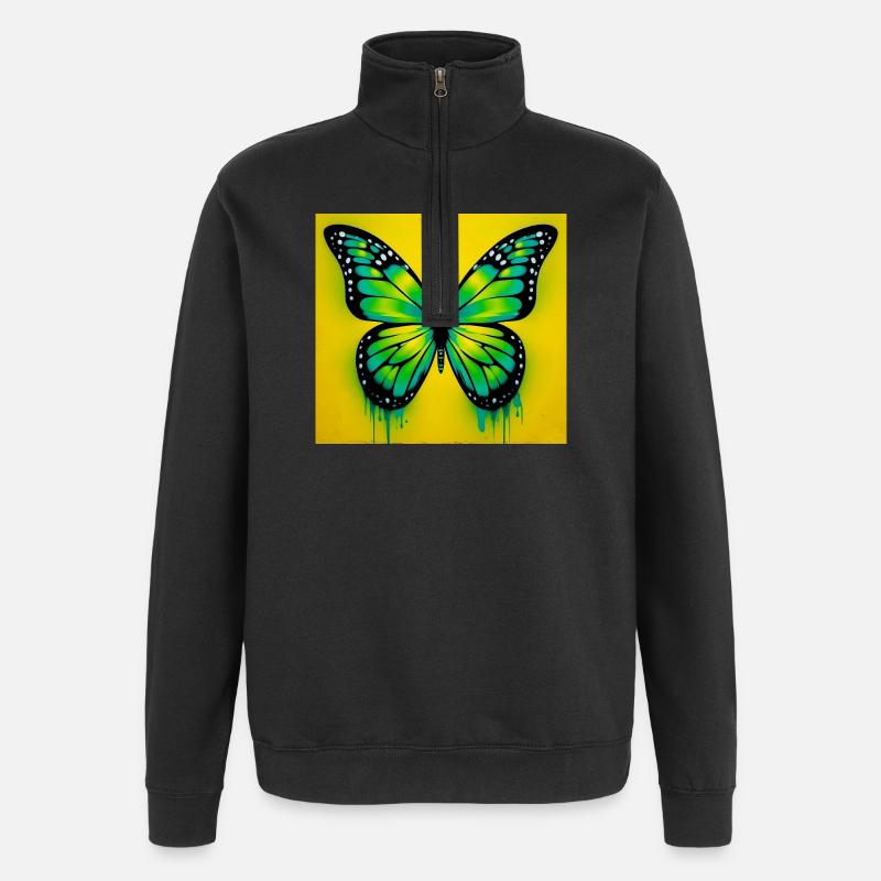 papillon - Sweat à zip 1/4 - noir