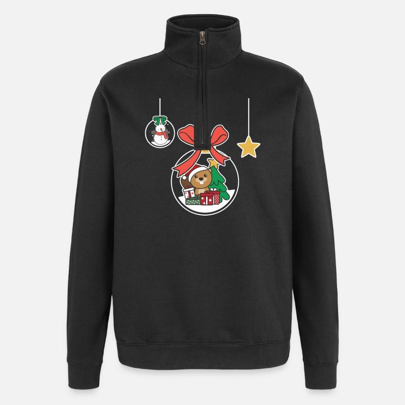 Beaver Christmas Snow Globe Beaver - Quarter-Zip Sweatshirt - black