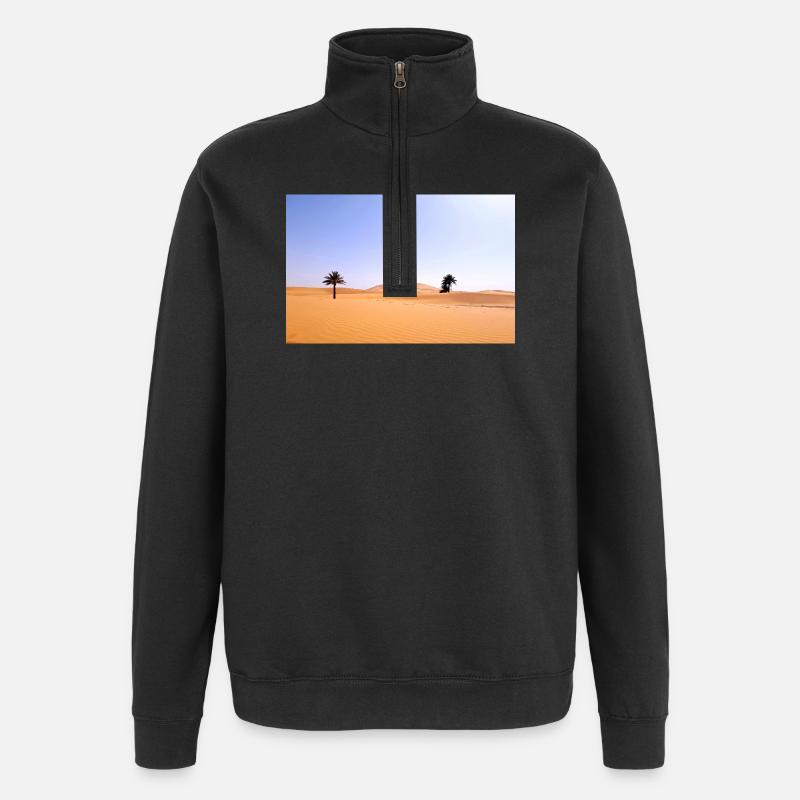 Solar Palms in Golden Desert - Quarter-Zip Sweatshirt - black