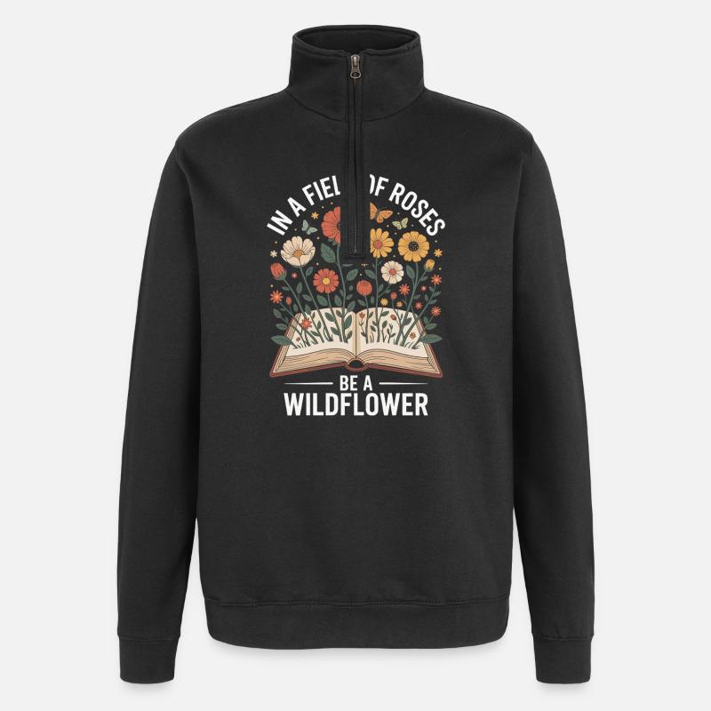 Wildblumen Spruch Inspiration - Quarter-Zip-Sweatshirt - Schwarz