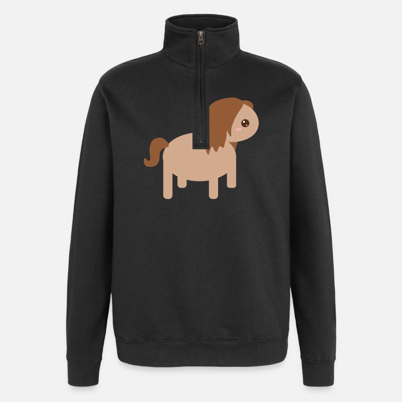 Einzigartige Pferdecharakter-Illustration - Quarter-Zip-Sweatshirt - Schwarz