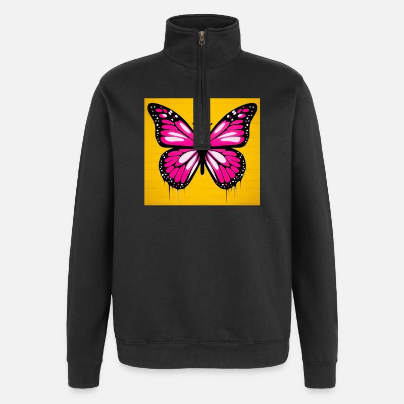 papillon - Sweat à zip 1/4 - noir